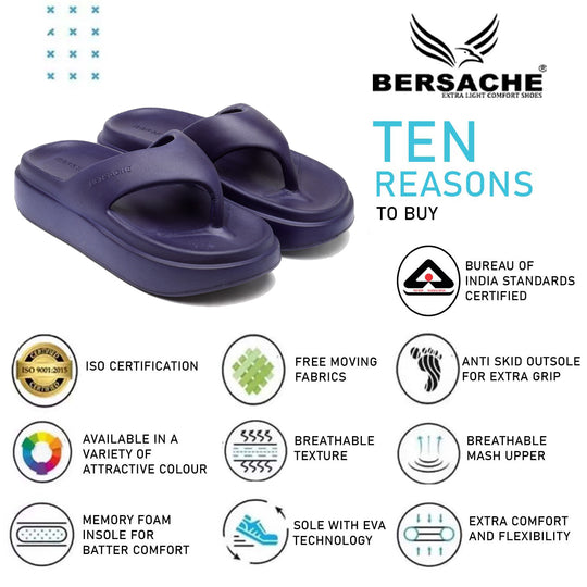 Bersache Extra Soft Classic Casual with  Regular wear with Ultra Soft & Flexibility Technology Flip Flop For women's/Girl's-(6112-Blue)