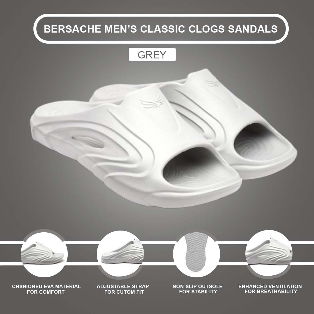 Bersache Extra Soft Classic Casual with  Regular wear with Ultra Soft & Flexibility Technology Clog's for Men's & Boy's (6113-Grey)