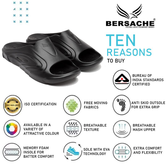 Bersache Extra Soft Classic Casual with  Regular wear with Ultra Soft & Flexibility Technology Clog's for Men's & Boy's (6114-Black)