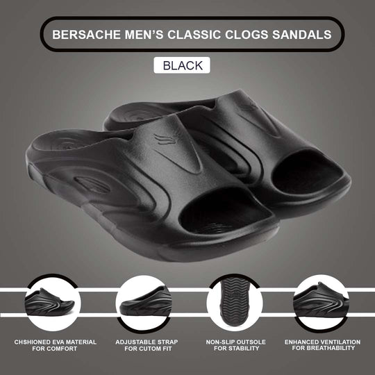 Bersache Extra Soft Classic Casual with  Regular wear with Ultra Soft & Flexibility Technology Clog's for Men's & Boy's (6114-Black)