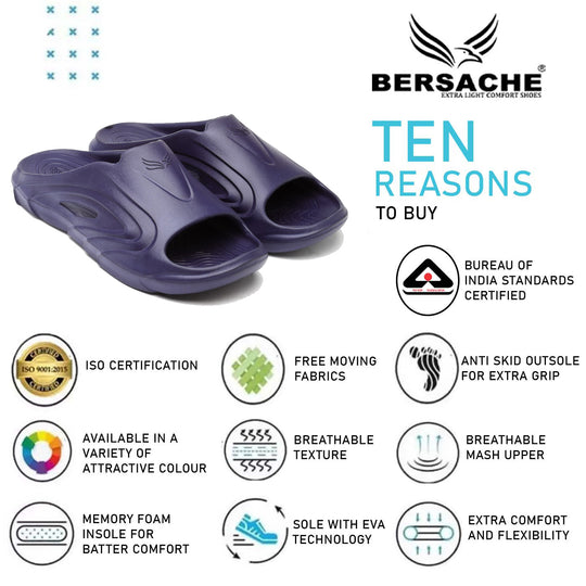 Bersache Extra Soft Classic Casual with  Regular wear with Ultra Soft & Flexibility Technology Flip Flop for Men's & Boy's (6115-Blue)