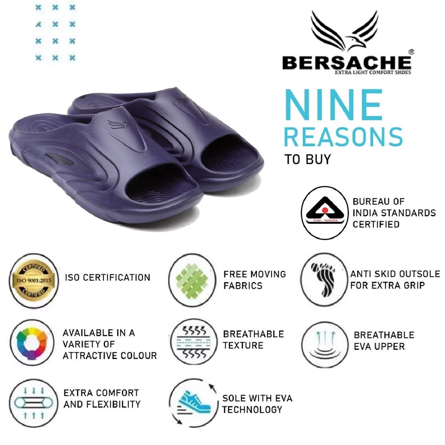 Bersache Extra Soft Classic Casual with  Regular wear with Ultra Soft & Flexibility Technology Sandal for Men's & Boy's -Blue 6115