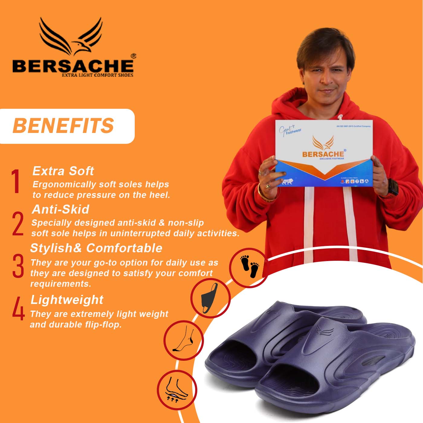 Bersache Extra Soft Classic Casual with  Regular wear with Ultra Soft & Flexibility Technology Flip Flop for Men's & Boy's -Blue-6115