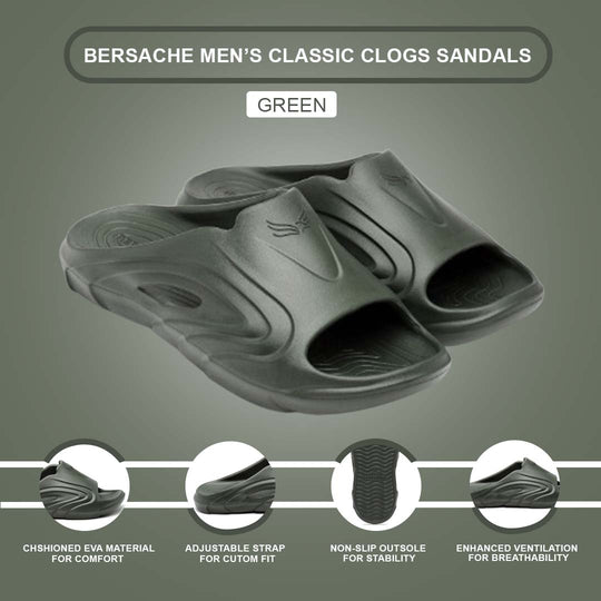 Bersache Extra Soft Classic Casual with  Regular wear with Ultra Soft & Flexibility Technology Clog's for Men's & Boy's (6116-Green)