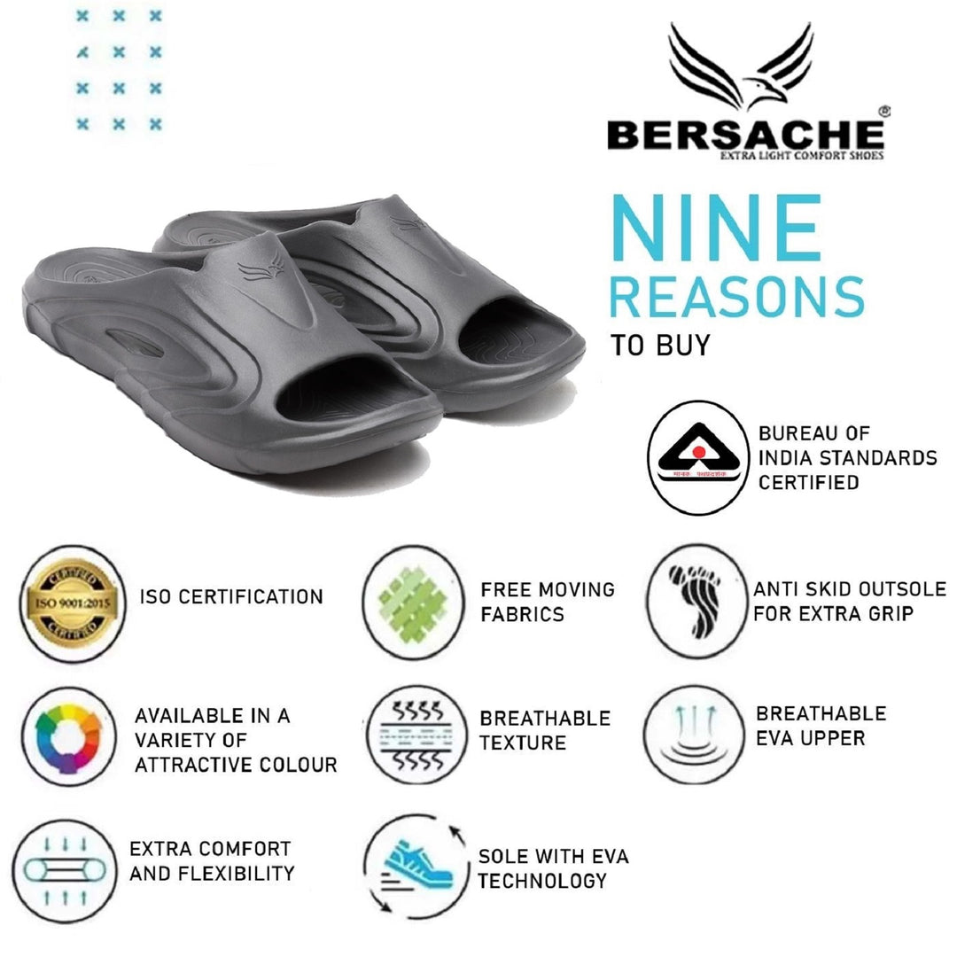 Bersache Extra Soft Classic Casual with  Regular wear with Ultra Soft & Flexibility Technology Flip Flop for Men's & Boy's -Dark Grey-6117