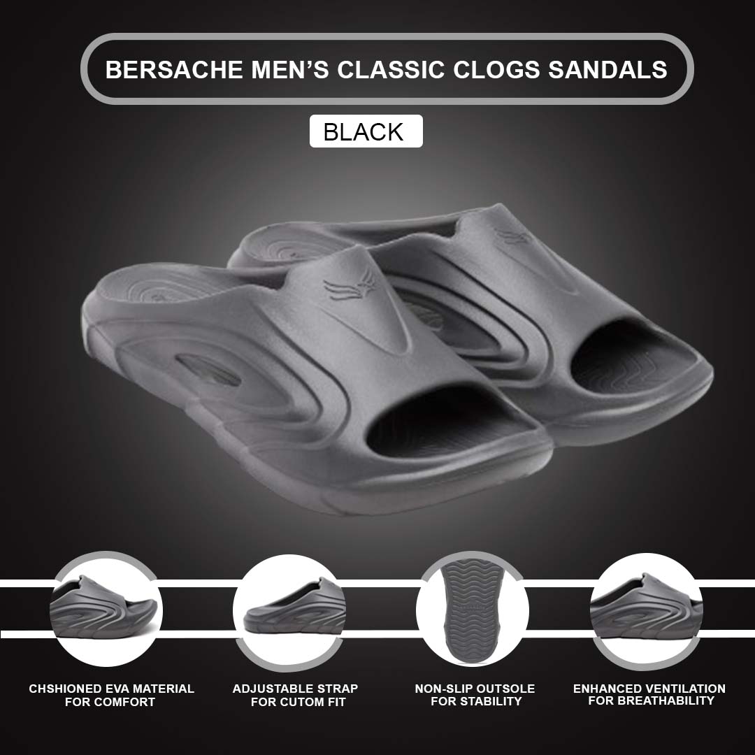 Bersache Extra Soft Classic Casual with  Regular wear with Ultra Soft & Flexibility Technology Clog's for Men's & Boy's (6117-Dark Grey)