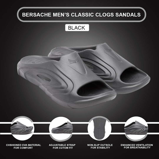 Bersache Extra Soft Classic Casual with  Regular wear with Ultra Soft & Flexibility Technology Clog's for Men's & Boy's (6117-Dark Grey)