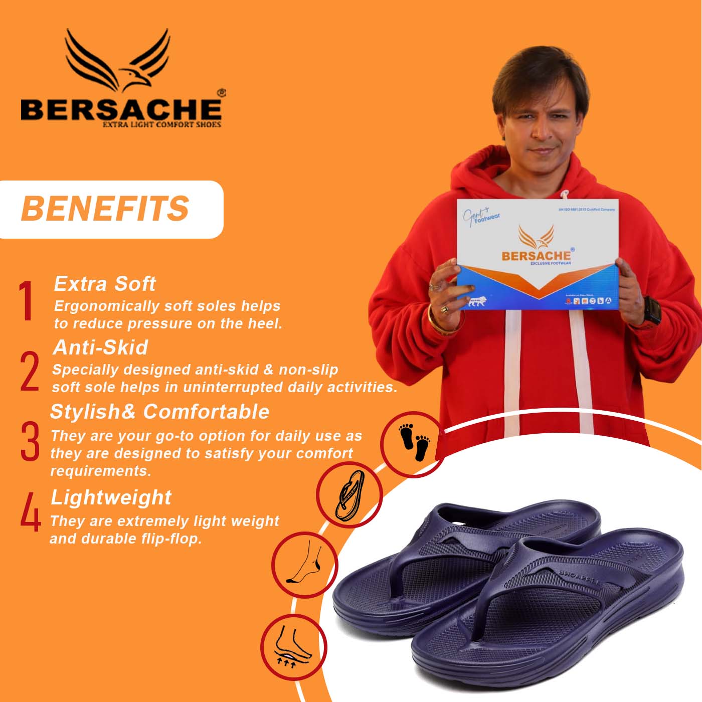 Bersache Extra Soft Classic Casual with  Regular wear with Ultra Soft & Flexibility Technology Flip Flop for Men's & Boy's -Blue-6118