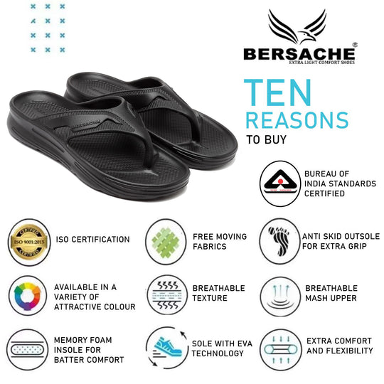 Bersache Extra Soft Classic Casual with  Regular wear with Ultra Soft & Flexibility Technology Clog's for Men's & Boy's (6119-Black)