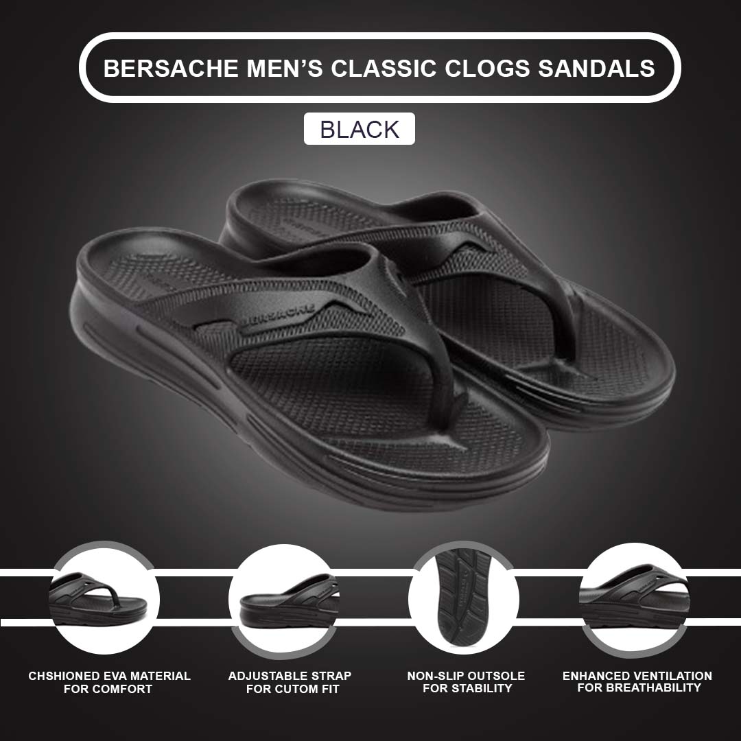 Bersache Extra Soft Classic Casual with  Regular wear with Ultra Soft & Flexibility Technology Clog's for Men's & Boy's (6119-Black)