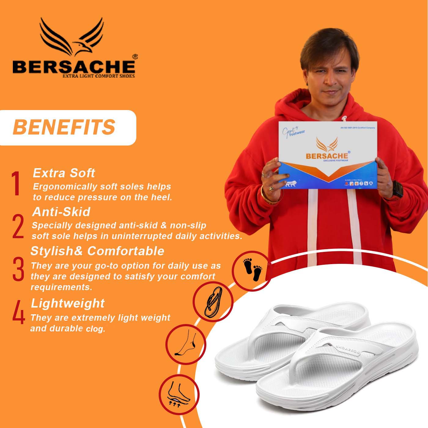 Bersache Extra Soft Classic Casual with  Regular wear with Ultra Soft & Flexibility Technology Clog's for Men's & Boy's-White-6120