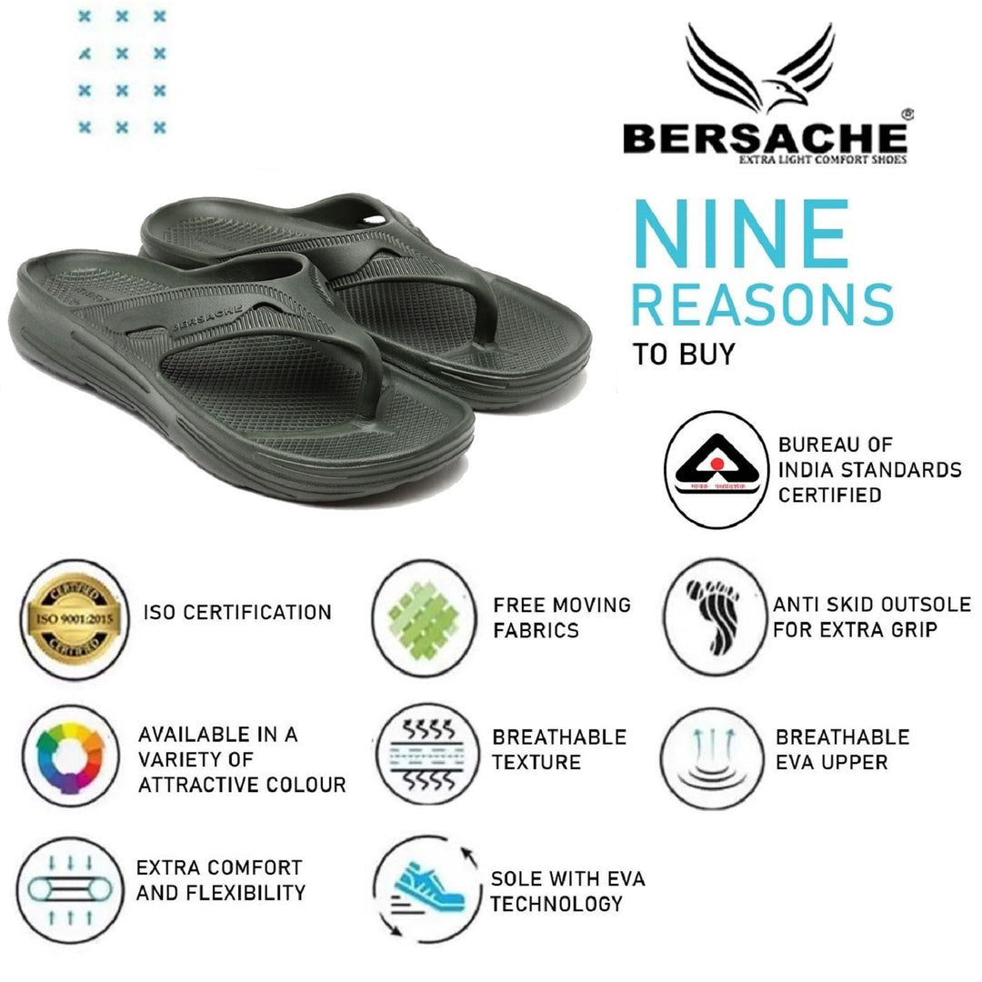 Bersache Extra Soft Classic Casual with  Regular wear with Ultra Soft & Flexibility Technology Flip Flop for Men's & Boy's -Green-6121