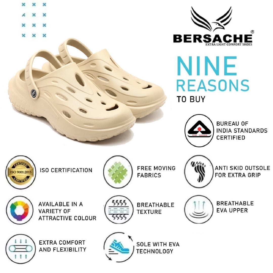 Bersache Extra Soft Classic Casual with  Regular wear with Ultra Soft & Flexibility Technology Clog's for Men's & Boy's-beige-6124