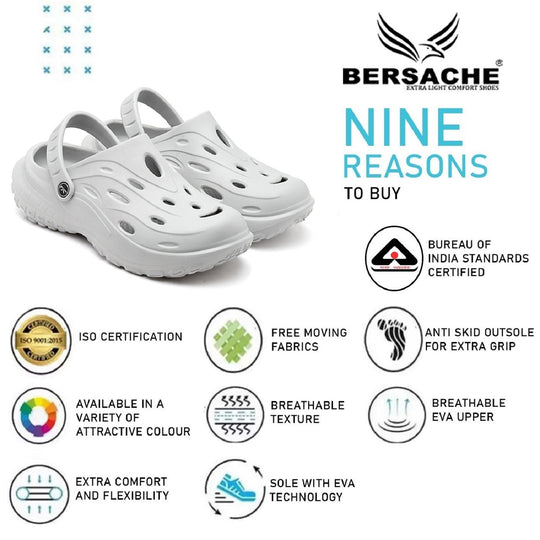 Bersache Extra Soft Classic Casual with  Regular wear with Ultra Soft & Flexibility Technology Clog's for Men's & Boy's -Grey-6125
