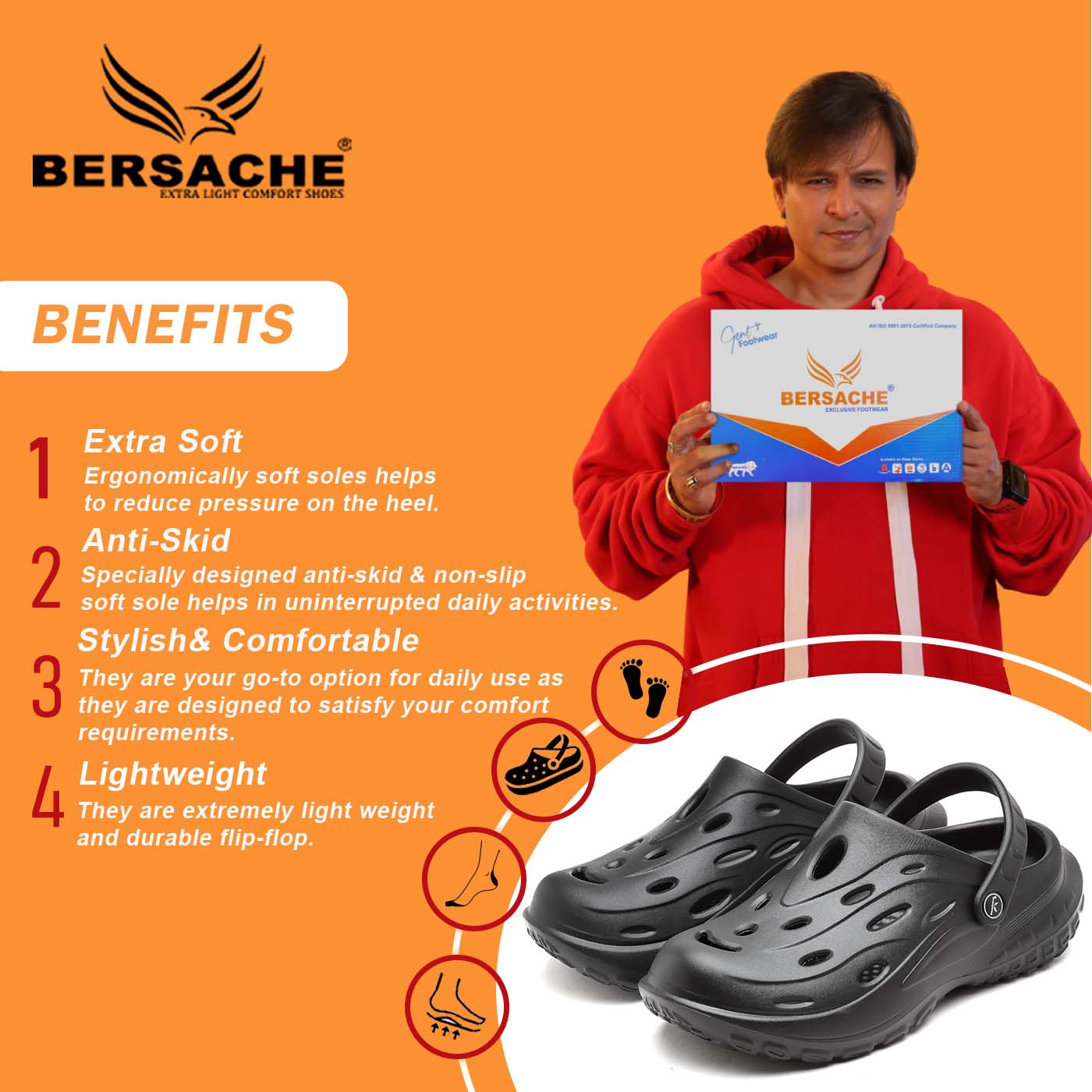 Bersache Extra Soft Classic Casual with  Regular wear with Ultra Soft & Flexibility Technology Flip Flop for Men's & Boy's -Black-6126