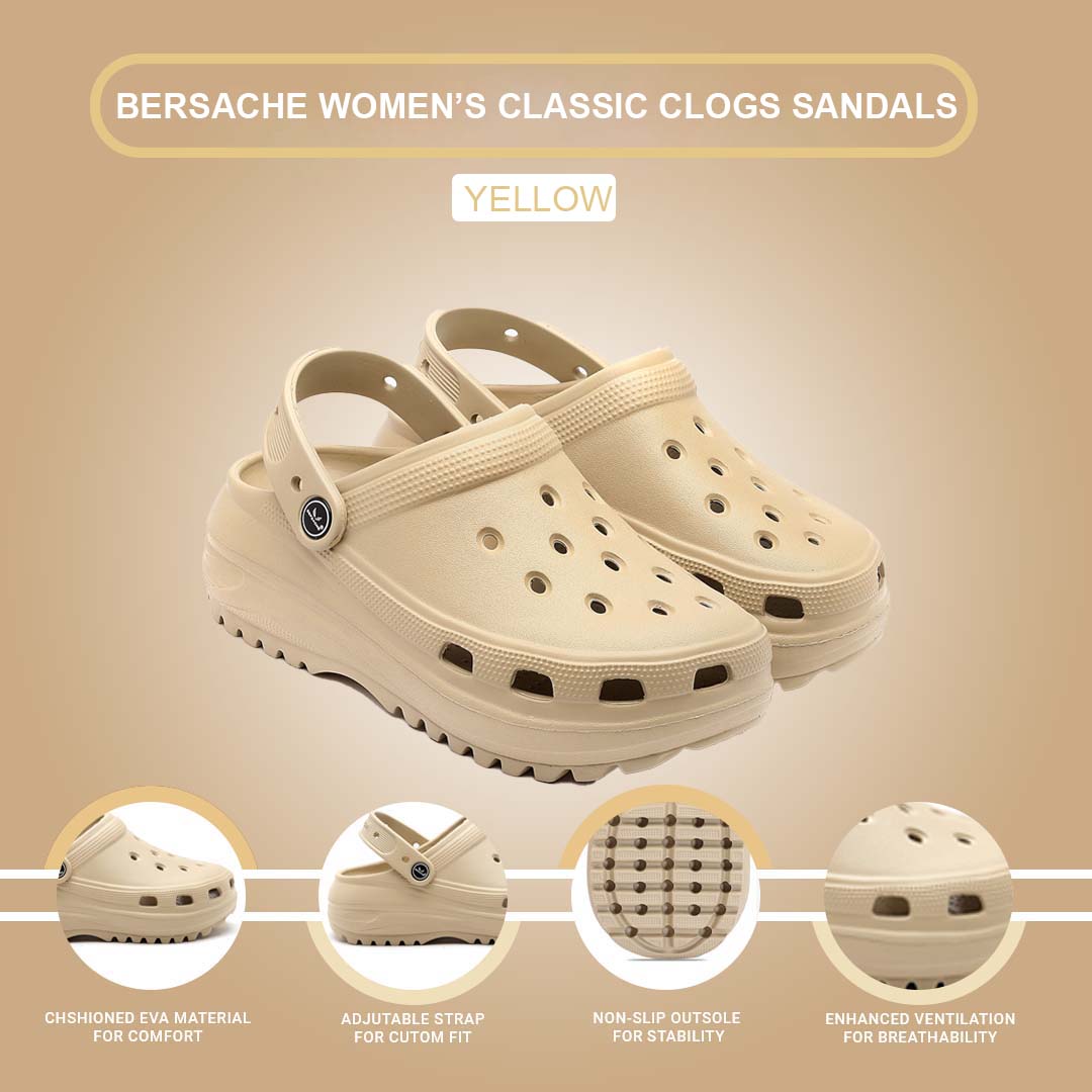 Bersache Extra Soft Classic Casual with  Regular wear with Ultra Soft & Flexibility Technology clog For women's/Girl's-(6129-Beige)