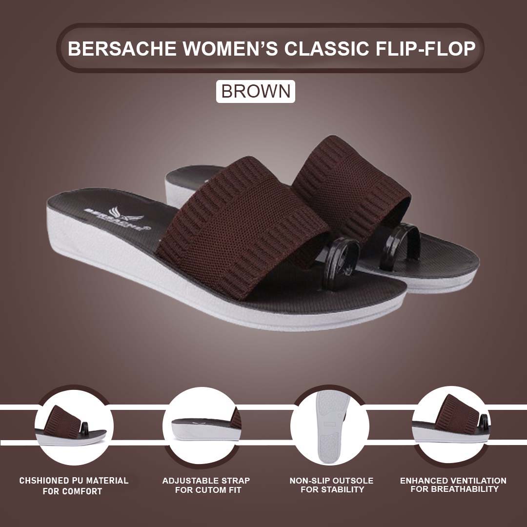 Bersache Extra Soft Classic Casual with  Regular wear with Ultra Soft & Flexibility Technology Flip Flop For Women's/Girl's-(6152-Brown)