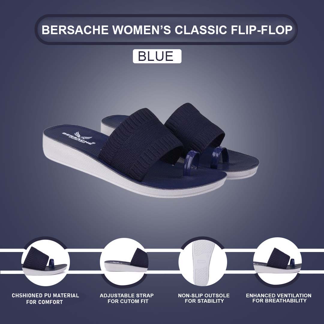 Bersache Extra Soft Classic Casual with  Regular wear with Ultra Soft & Flexibility Technology Flip Flop For Women's/Girl's-(6153-Navy)