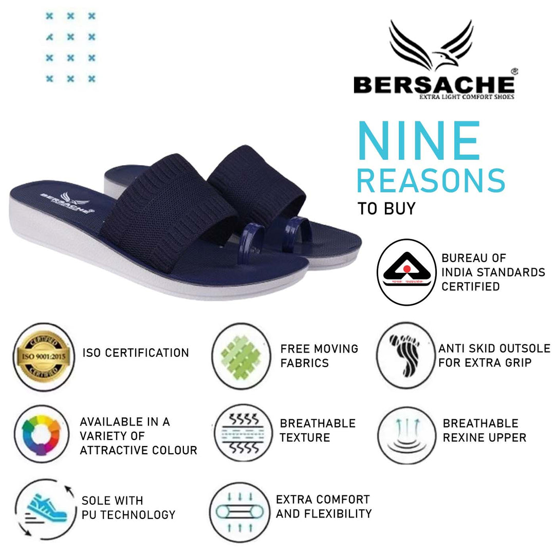 Bersache Extra Soft Classic Casual with  Regular wear with Ultra Soft & Flexibility Technology Flip Flop For Women's/Girl's-(6153-Navy)