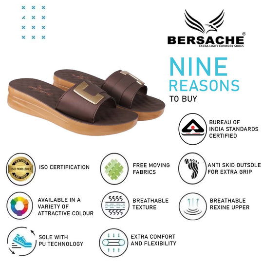 Bersache Extra Soft Classic Casual with  Regular wear with Ultra Soft & Flexibility Technology Flip Flop For Women's/Girl's-(6154-Brown)