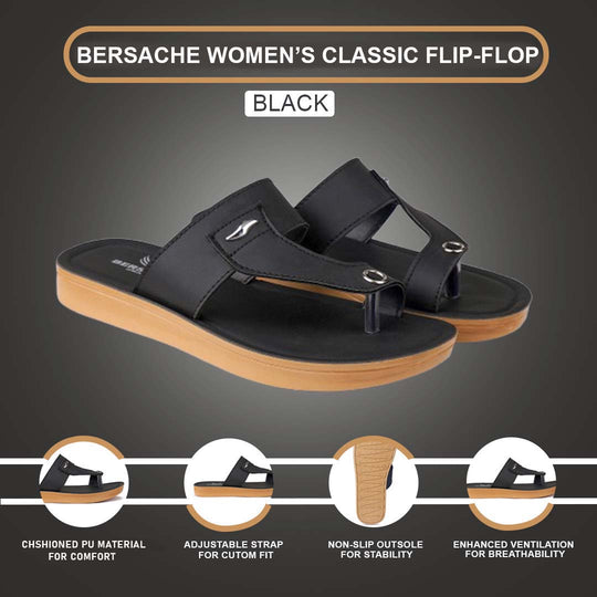 Bersache Extra Soft Classic Casual with  Regular wear with Ultra Soft & Flexibility Technology Flip Flop For Women's/Girl's-(6157-Black)