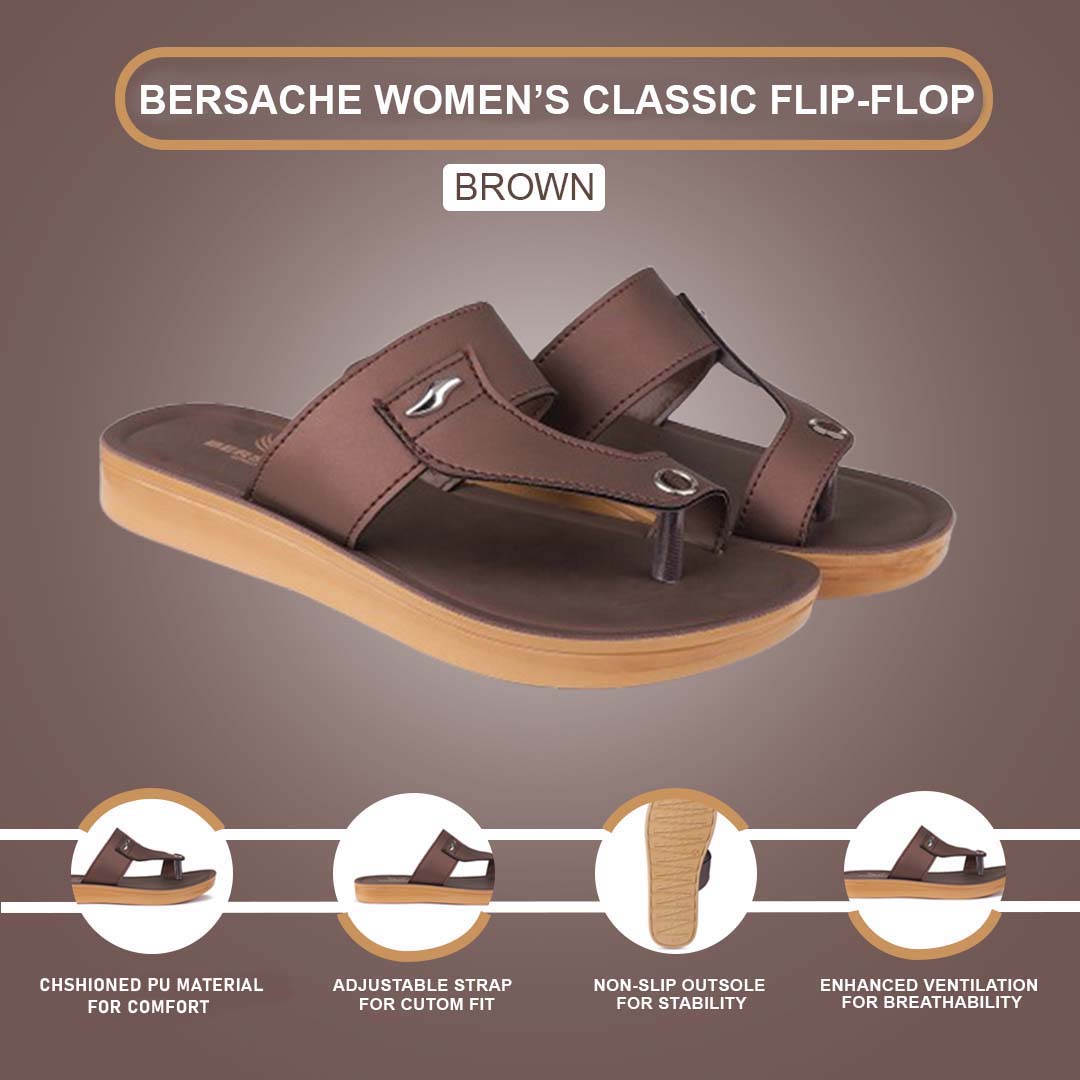 Bersache Extra Soft Classic Casual with  Regular wear with Ultra Soft & Flexibility Technology Flip Flop For Women's/Girl's-(6158-Brown)