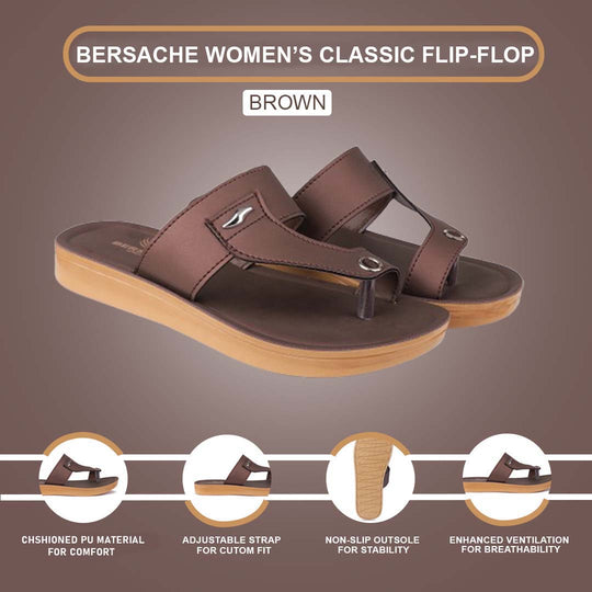 Bersache Extra Soft Classic Casual with  Regular wear with Ultra Soft & Flexibility Technology Flip Flop For Women's/Girl's-(6158-Brown)