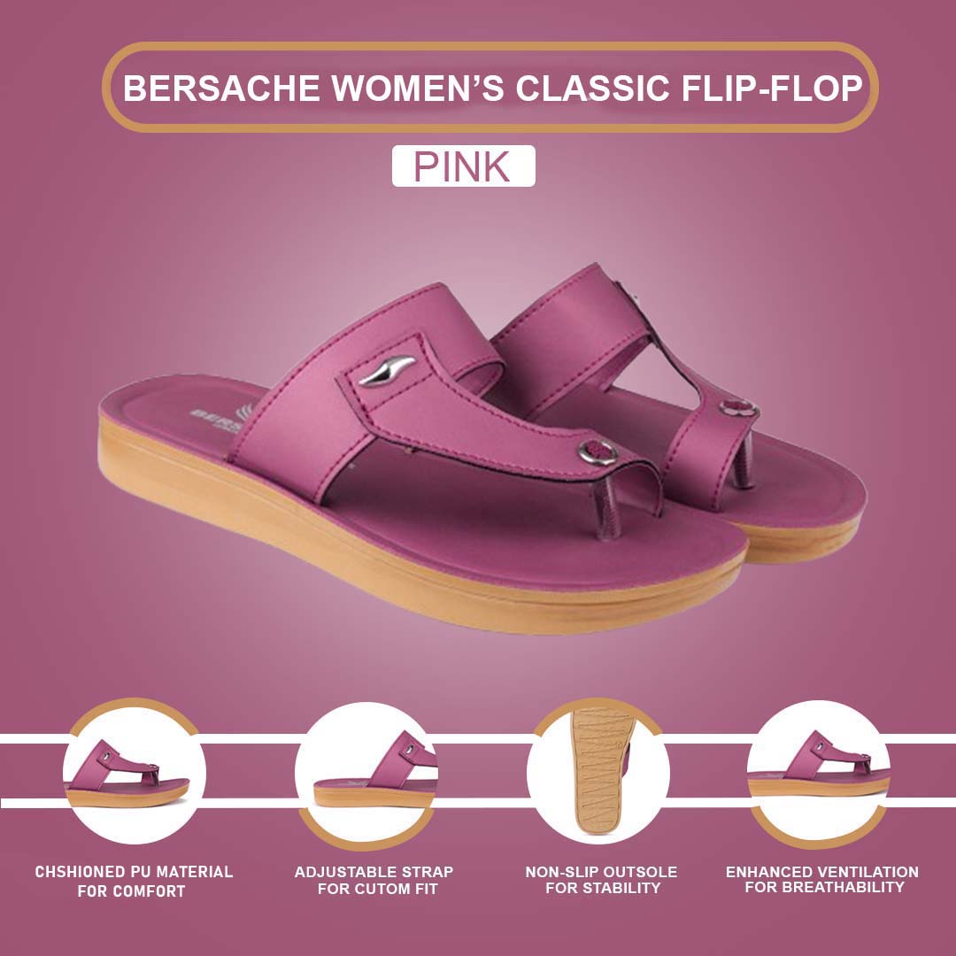 Bersache Extra Soft Classic Casual with  Regular wear with Ultra Soft & Flexibility Technology Flip Flop For Women's/Girl's-(6159-Pink)