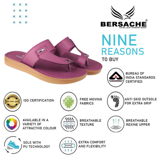 Bersache Extra Soft Classic Casual with  Regular wear with Ultra Soft & Flexibility Technology Flip Flop For Women's/Girl's-(6159-Pink)