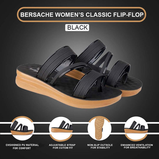 Bersache Extra Soft Classic Casual with  Regular wear with Ultra Soft & Flexibility Technology Flip Flop For Women's/Girl's-(6160-Black)