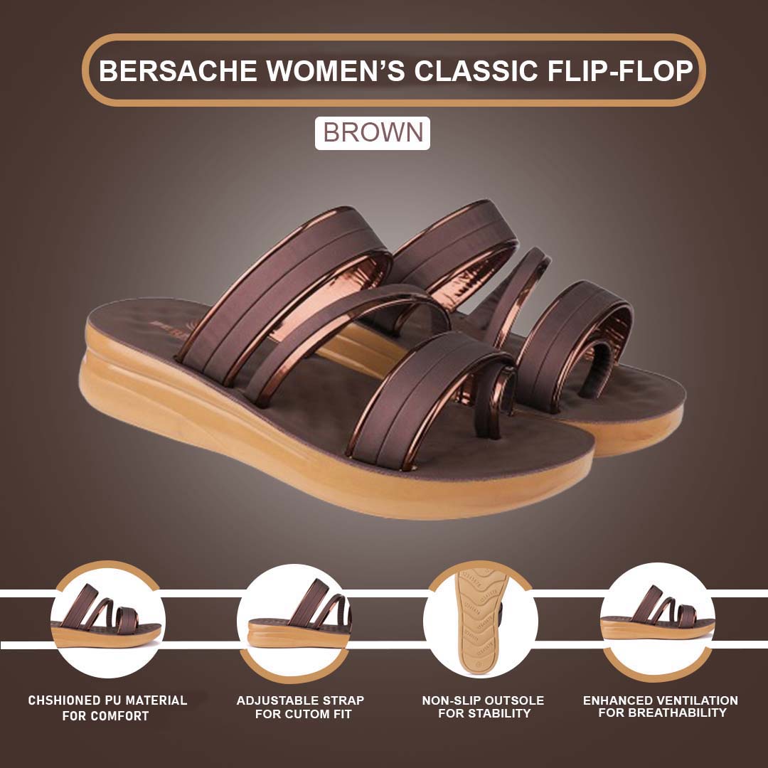 Bersache Extra Soft Classic Casual with  Regular wear with Ultra Soft & Flexibility Technology Flip Flop For Women's/Girl's-(6161-Brown)