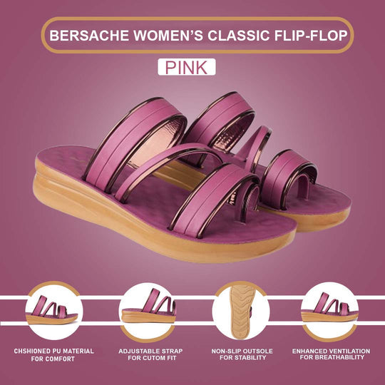 Bersache Extra Soft Classic Casual with  Regular wear with Ultra Soft & Flexibility Technology Flip Flop For Women's/Girl's-(6162-Pink)