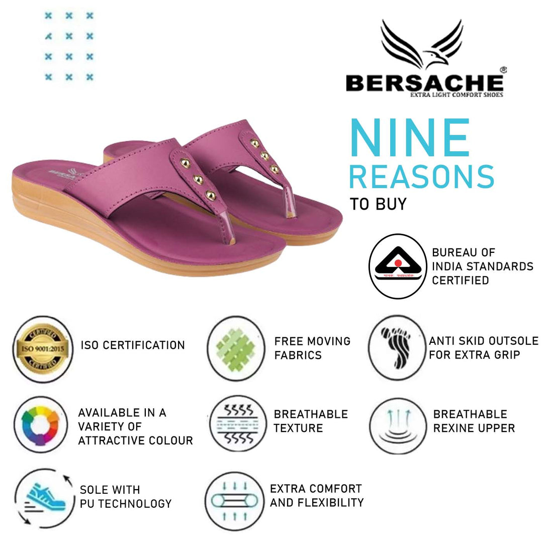 Bersache Extra Soft Classic Casual with  Regular wear with Ultra Soft & Flexibility Technology Flip Flop For Women's/Girl's-(6163-Pink)