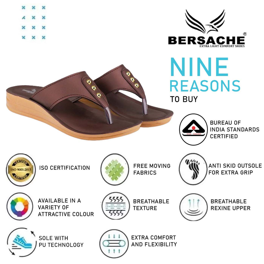 Bersache Extra Soft Classic Casual with  Regular wear with Ultra Soft & Flexibility Technology Flip Flop For Women's/Girl's-(6164-Brown)