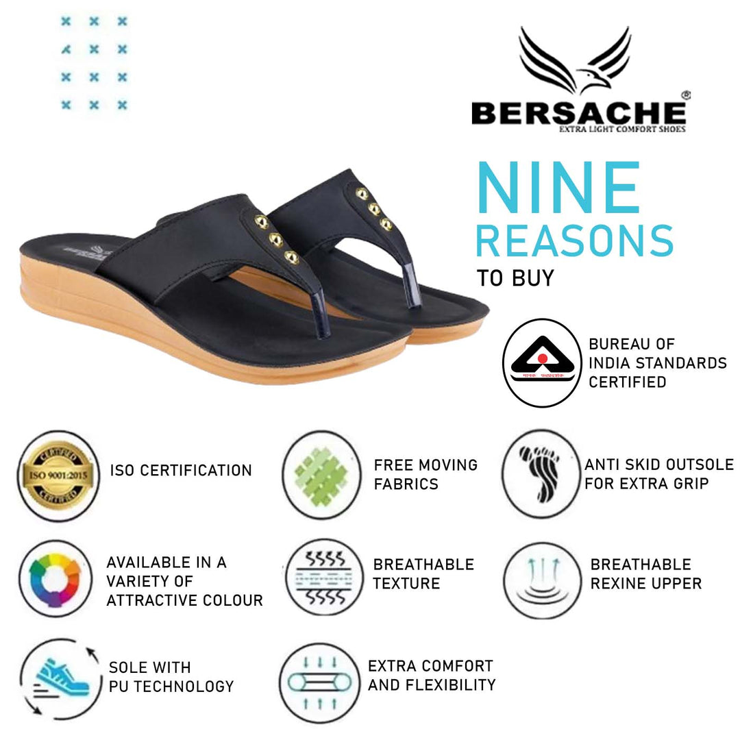 Bersache Extra Soft Classic Casual with  Regular wear with Ultra Soft & Flexibility Technology Flip Flop For Women's/Girl's-(6165-Black)