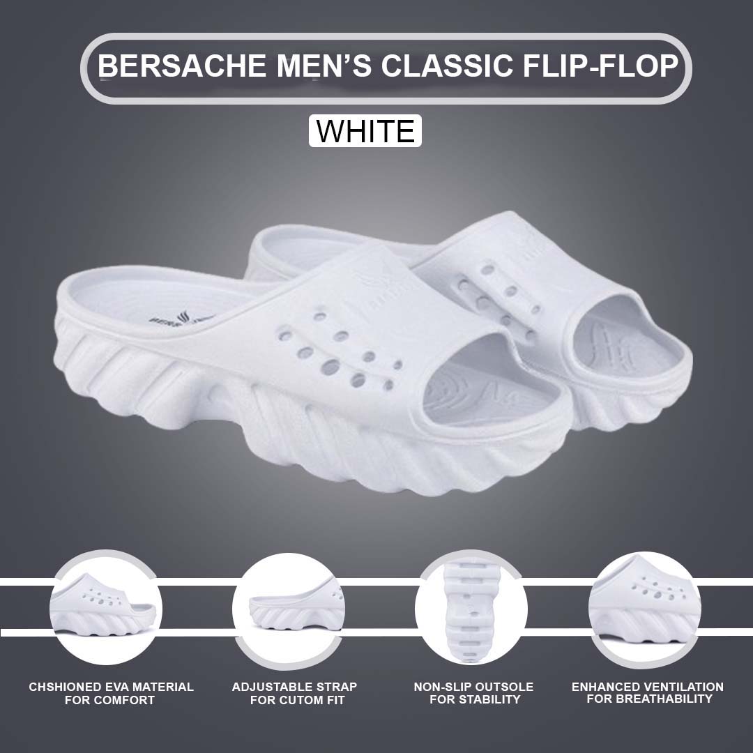 Bersache Extra Soft Classic Casual with  Regular wear with Ultra Soft & Flexibility Technology Flip Flop for Men's & Boy's (6173-White)