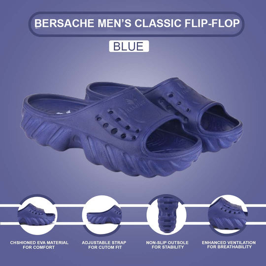 Bersache Extra Soft Classic Casual with  Regular wear with Ultra Soft & Flexibility Technology Flip Flop for Men's & Boy's (6174-Blue)