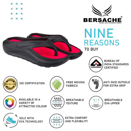 Bersache Extra Soft Classic Casual with  Regular wear with Ultra Soft & Flexibility Technology Clogs for Men's & Boy's-(6176-red)