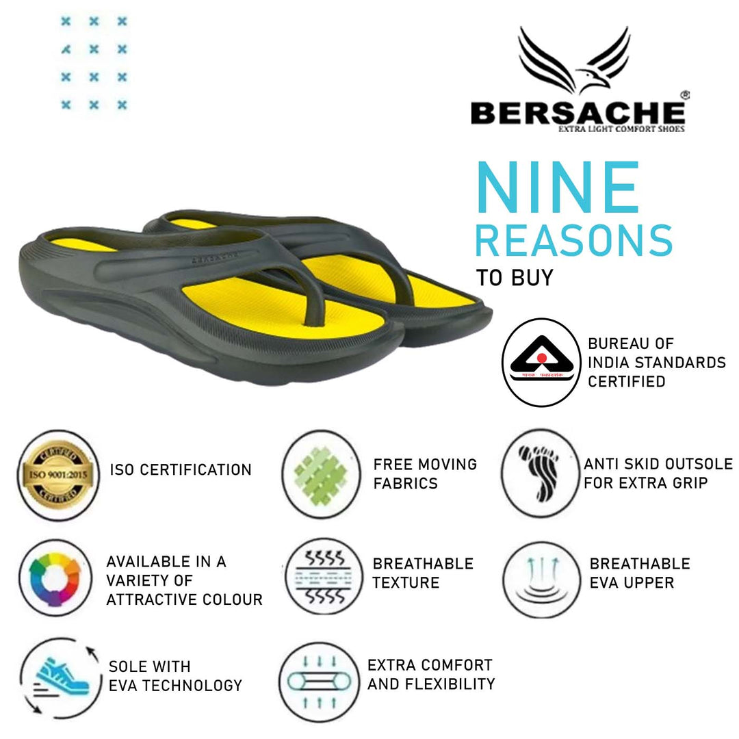 Bersache Extra Soft Classic Casual with  Regular wear with Ultra Soft & Flexibility Technology Clogs for Men's & Boy's-(6177-Yellow)