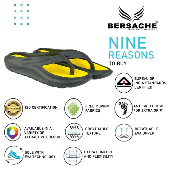 Bersache Extra Soft Classic Casual with  Regular wear with Ultra Soft & Flexibility Technology Clogs for Men's & Boy's-(6177-Yellow)