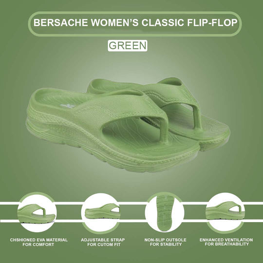 Bersache Extra Soft Classic Casual with  Regular wear with Ultra Soft & Flexibility Technology Flip Flop for Women's & Girl's (6186-Green)