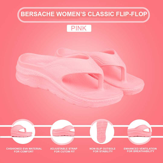 Bersache Extra Soft Classic Casual with  Regular wear with Ultra Soft & Flexibility Technology Flip Flop for Women's & Girl's (6187-Pink)