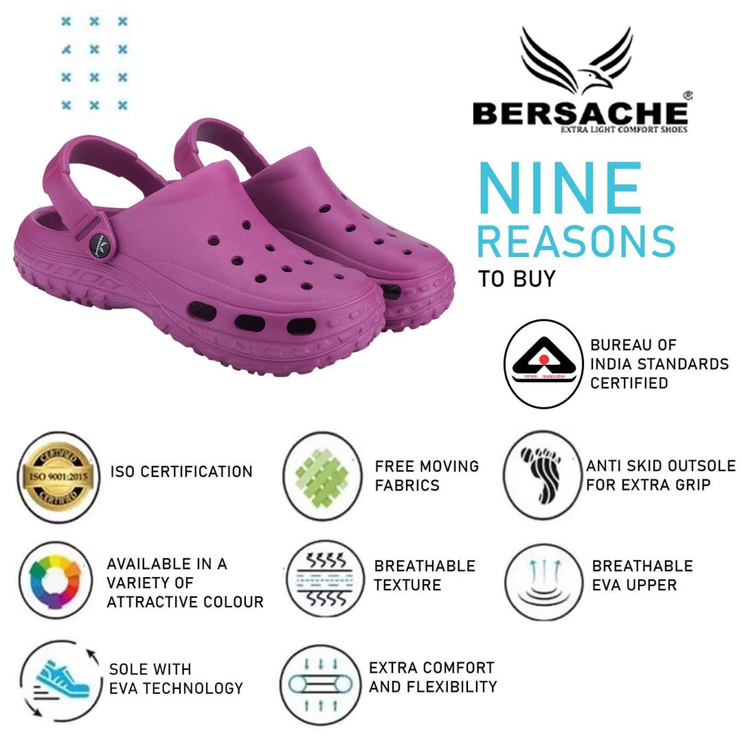 Bersache Extra Soft Classic Casual with  Regular wear with Ultra Soft & Flexibility Technology Clog's for Women's & Girl's (Pink-6194)