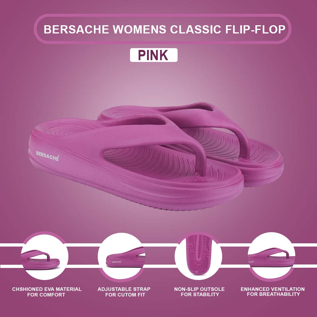 Bersache Extra Soft Classic Casual with  Regular wear with Ultra Soft & Flexibility Technology Flip-Flop for Women's & Girl's (6198-Pink)