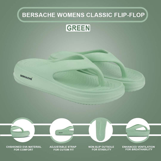 Bersache Extra Soft Classic Casual with  Regular wear with Ultra Soft & Flexibility Technology Flip-Flop for Women's & Girl's (6199-Green)
