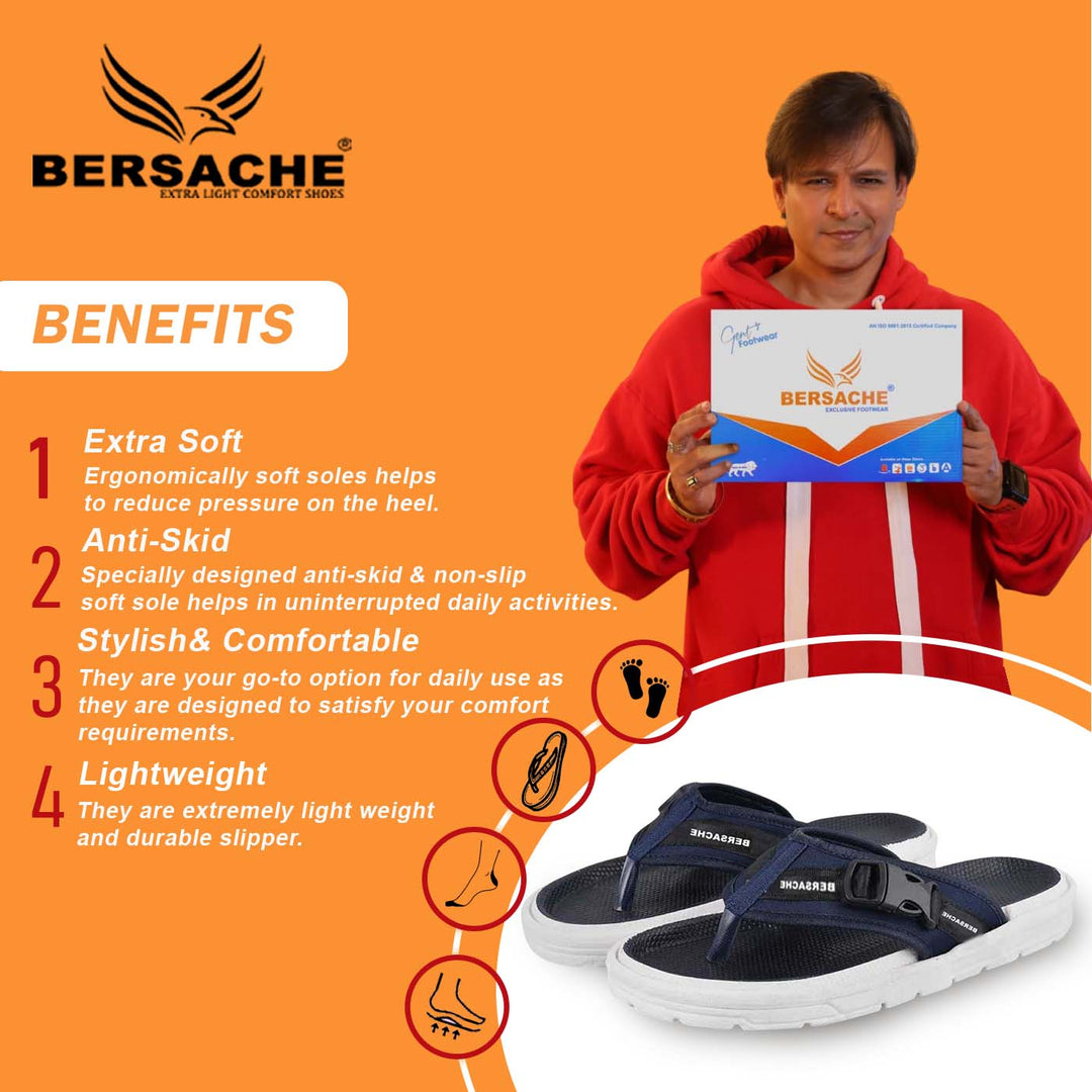 Bersache Extra Soft Classic Casual with  Regular wear with Ultra Soft & Flexibility Technology Sandal For Men's & Boy's-Blue-6201