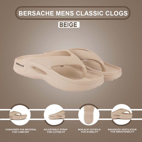 Bersache Extra Soft Classic Casual with  Regular wear with Ultra Soft & Flexibility Technology Clogs for Men's & Boy's 6208-Beige