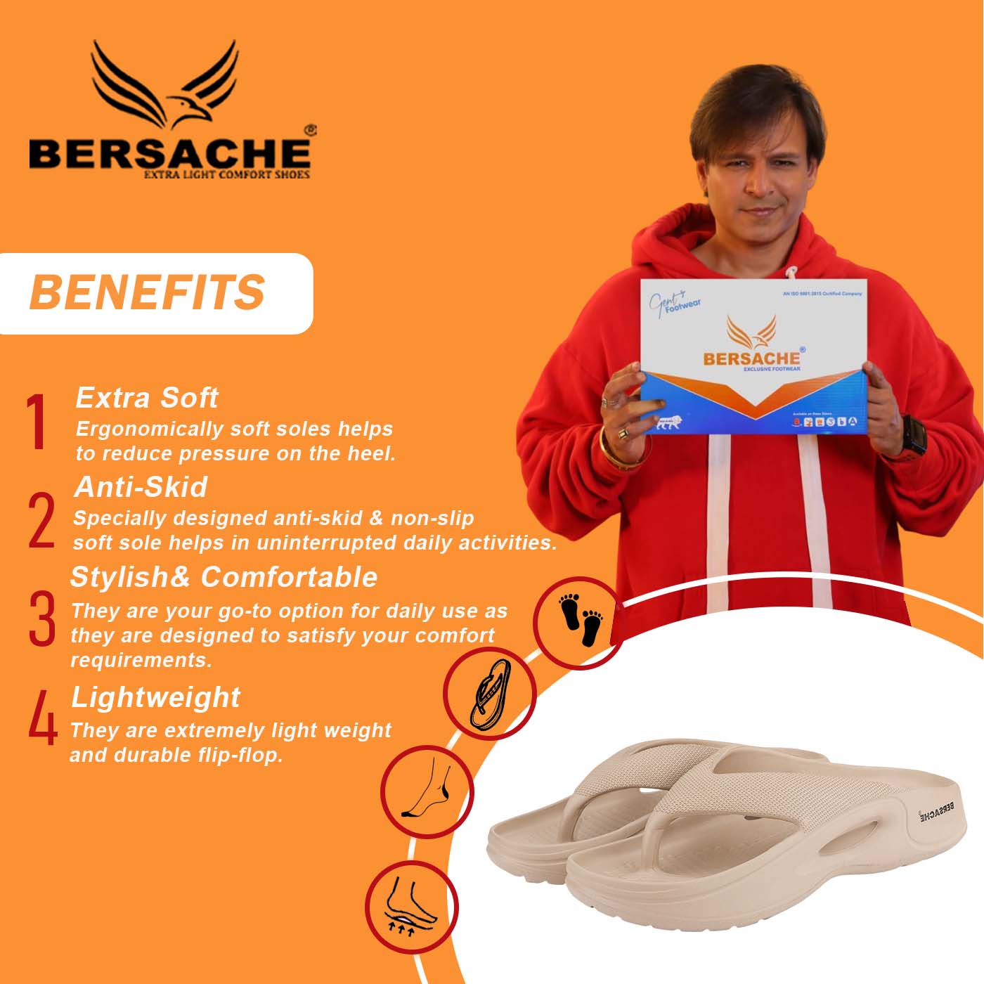 Bersache Extra Soft Classic Casual with  Regular wear with Ultra Soft & Flexibility Technology Flip-Flop for Men's & Boy's 6208-Beige