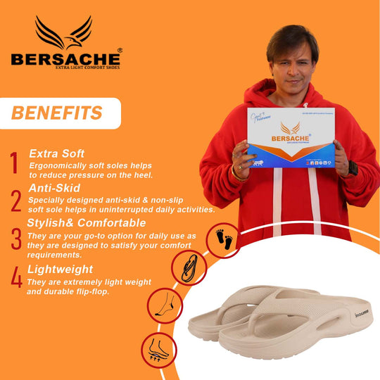 Bersache Extra Soft Classic Casual with  Regular wear with Ultra Soft & Flexibility Technology Flip-Flop for Men's & Boy's 6208-Beige