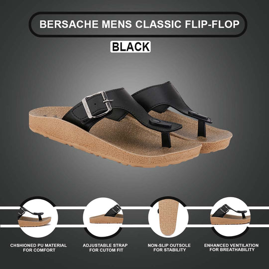 Bersache Extra Soft Classic Casual with  Regular wear with Ultra Soft & Flexibility Technology Flip-Flop for Men's & Boy's (6209-Black)